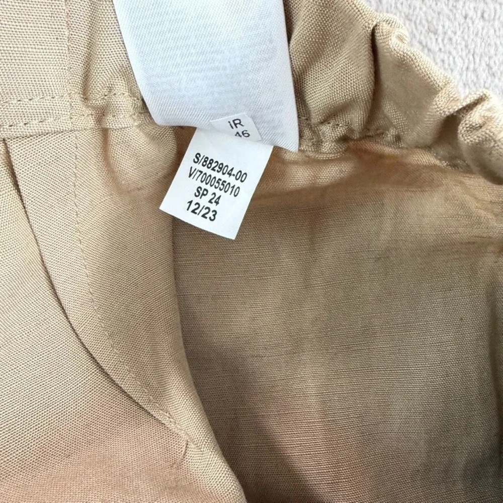 BANANA REPUBLIC Arcata Tencel-Linen Easy Wide Leg Pants in Beige Women Medium